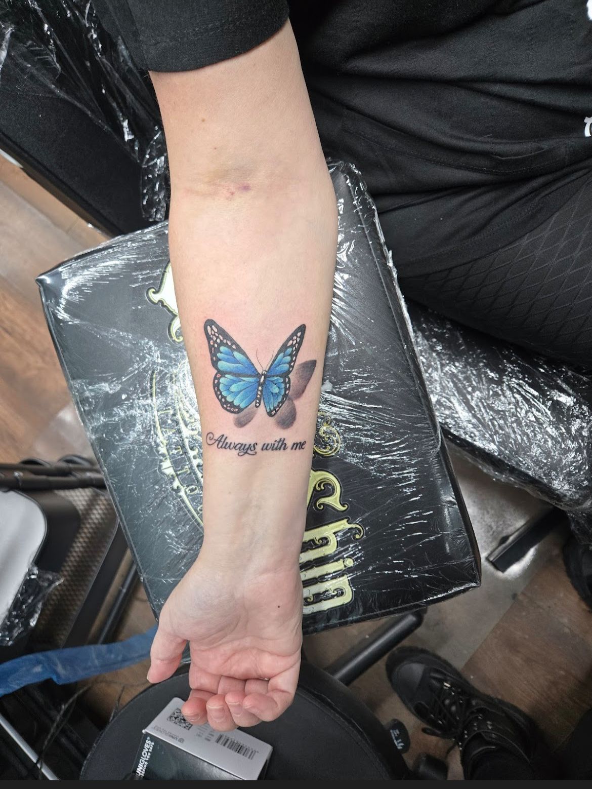 Blue Butterfly Always With Me Tattoo