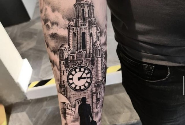 Royal Liver Building bird tattoo by Ghost Ship Tattoo Liverpool